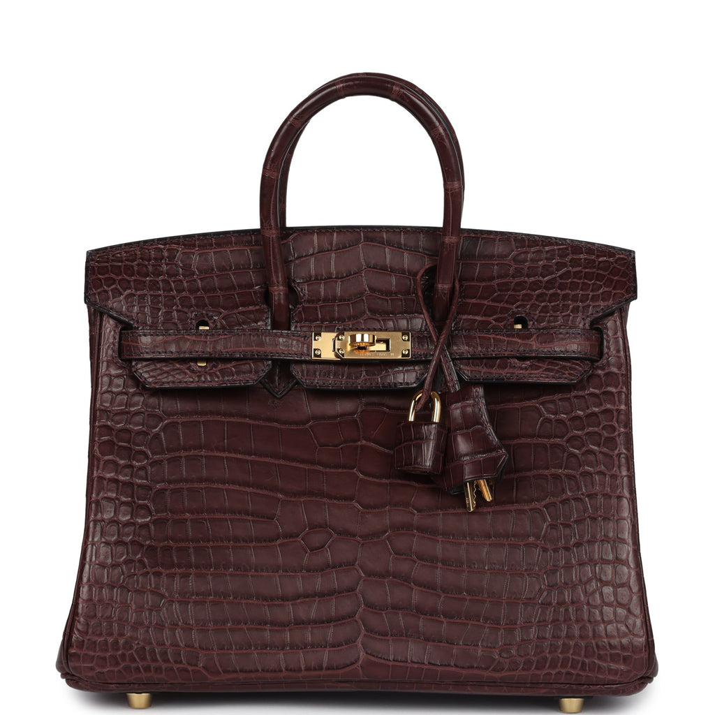 Birkin 25 Rouge Sellier Matte Porosus Crocodile Gold Hardware Bag