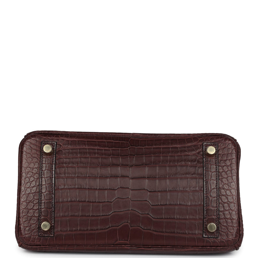 Birkin 25 Rouge Sellier Matte Porosus Crocodile Gold Hardware Bag
