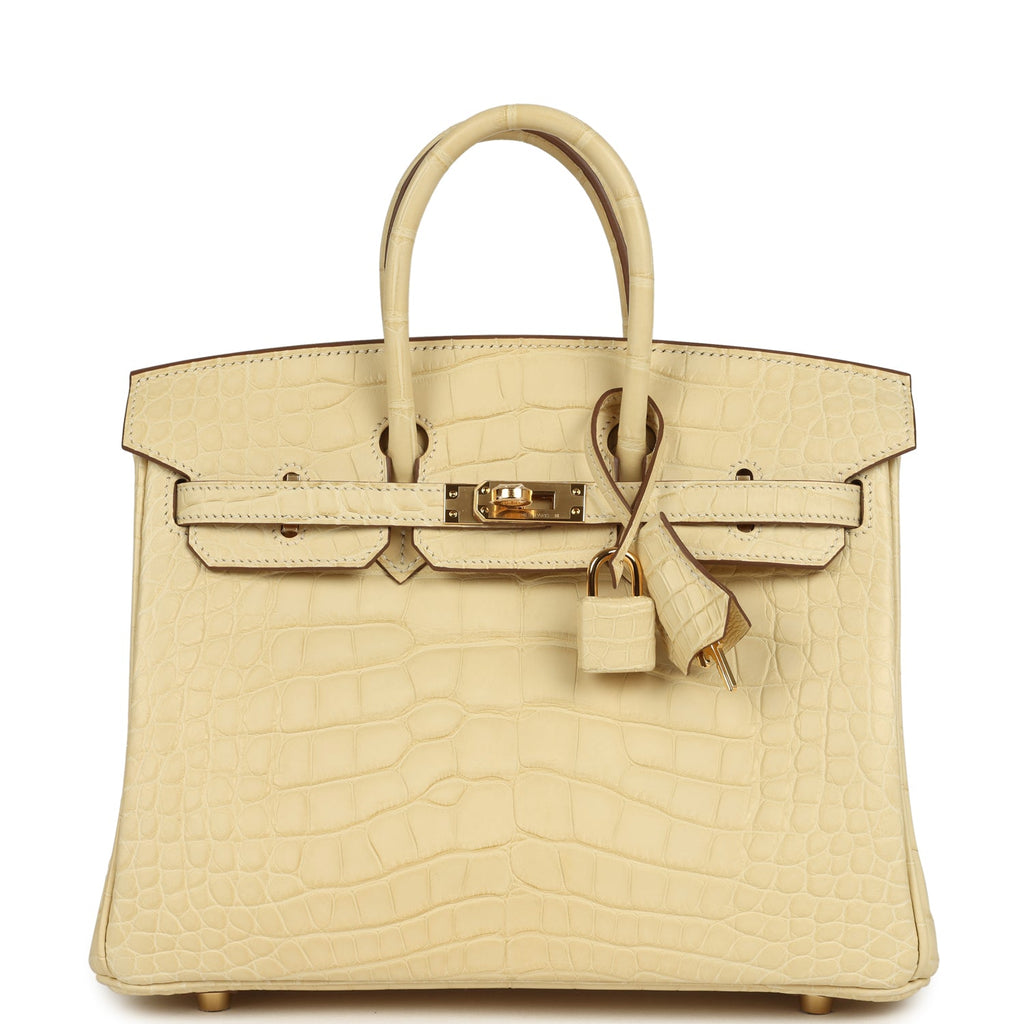 Birkin 25 Vanille Matte Alligator Gold Hardware Bag