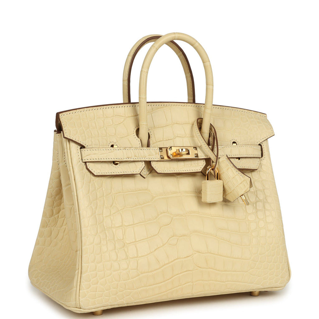 Birkin 25 Vanille Matte Alligator Gold Hardware Bag