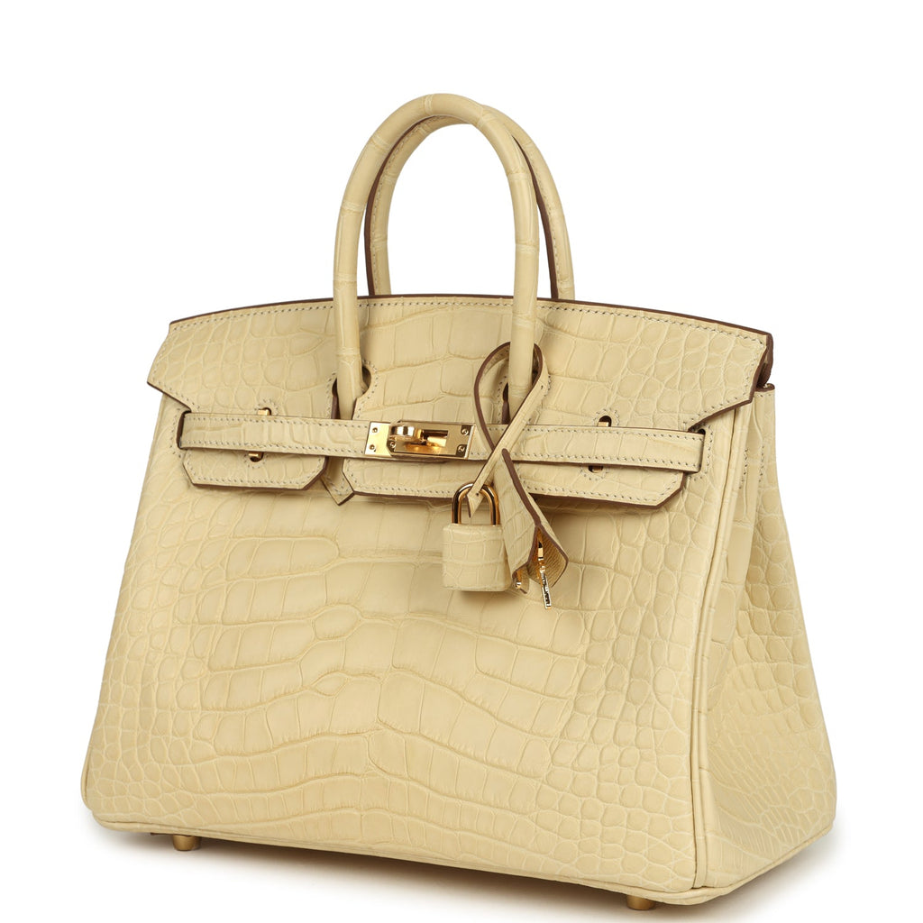 Birkin 25 Vanille Matte Alligator Gold Hardware Bag