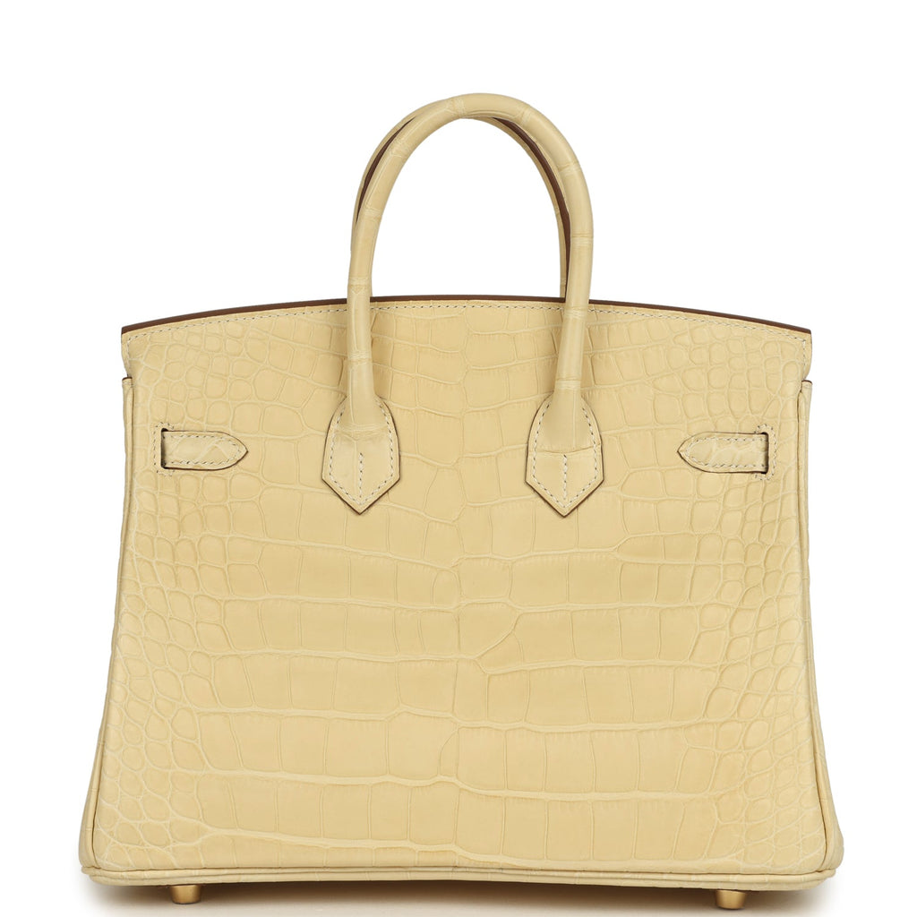 Birkin 25 Vanille Matte Alligator Gold Hardware Bag