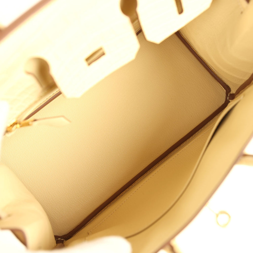 Birkin 25 Vanille Matte Alligator Gold Hardware Bag