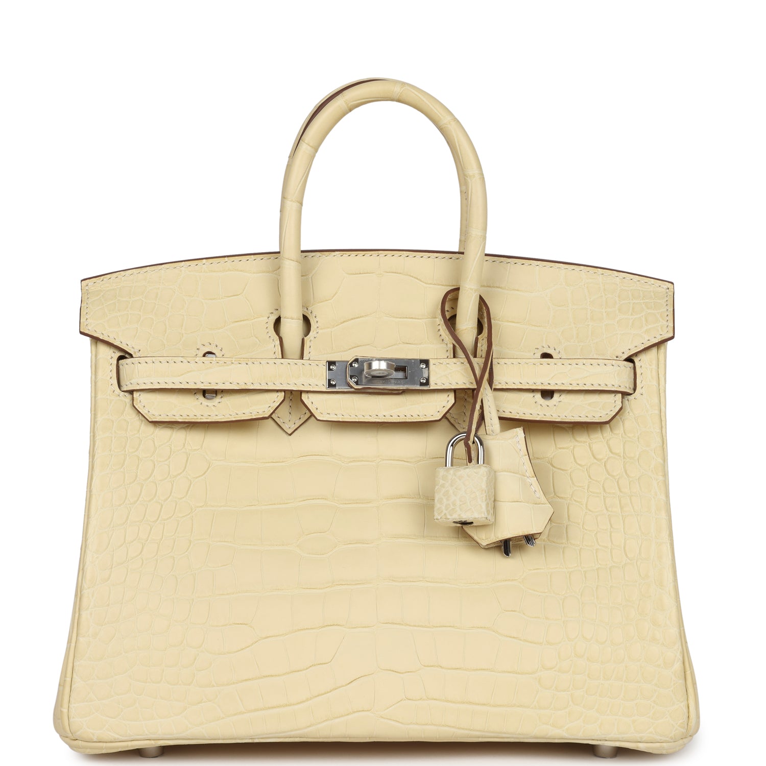 Birkin 25 Vanille Matte Alligator Palladium Hardware Bag
