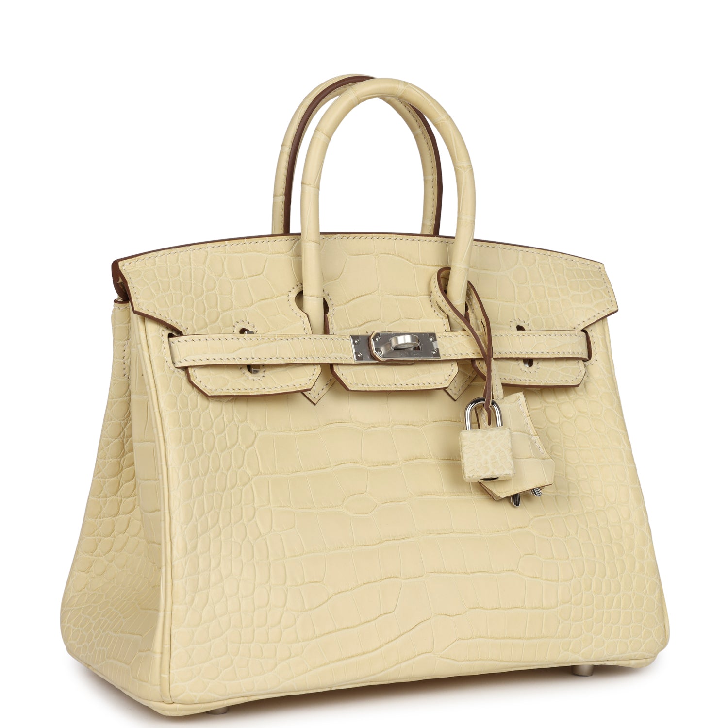 Birkin 25 Vanille Matte Alligator Palladium Hardware Bag