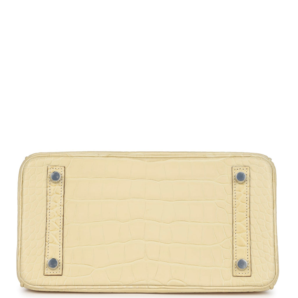 Birkin 25 Vanille Matte Alligator Palladium Hardware Bag
