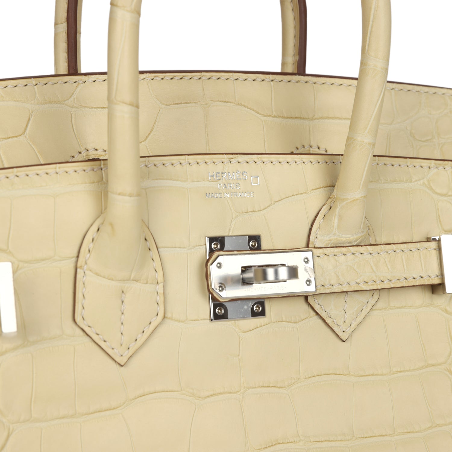 Birkin 25 Vanille Matte Alligator Palladium Hardware Bag