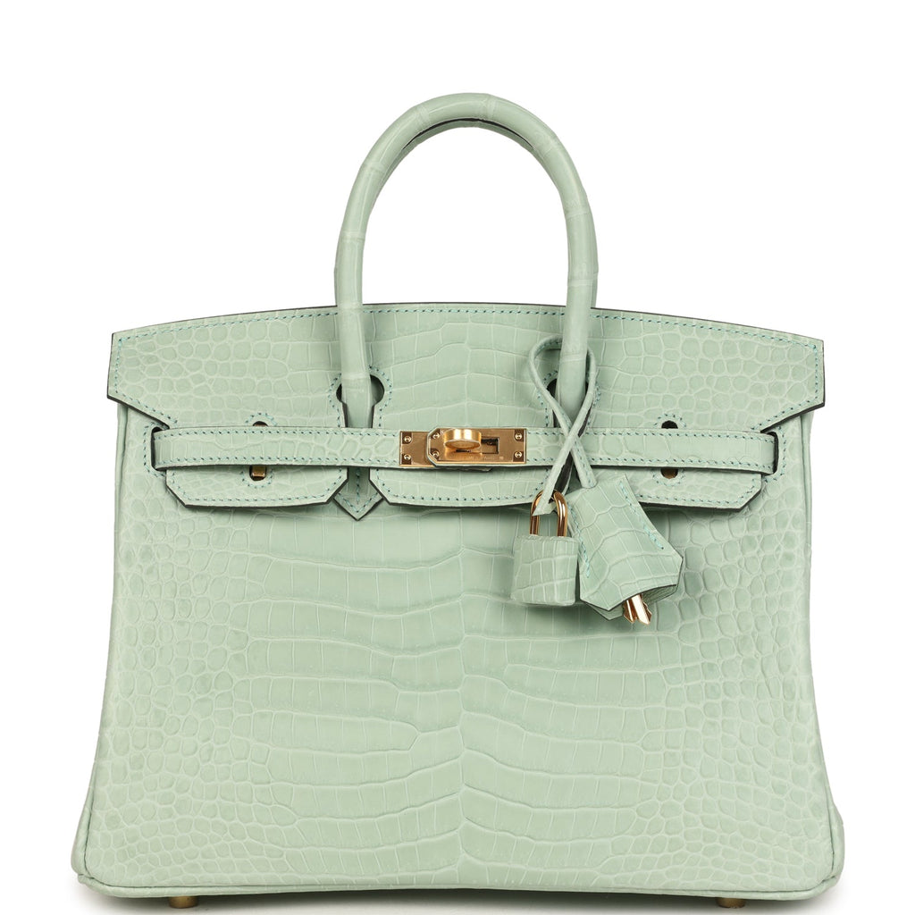 Birkin 25 Vert D'Eau Matte Porosus Crocodile Gold Hardware Bag