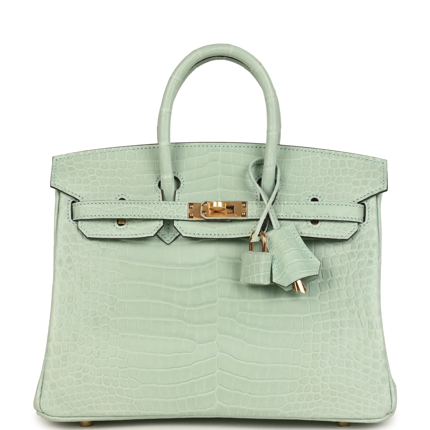 Birkin 25 Vert D'Eau Matte Porosus Crocodile Gold Hardware Bag