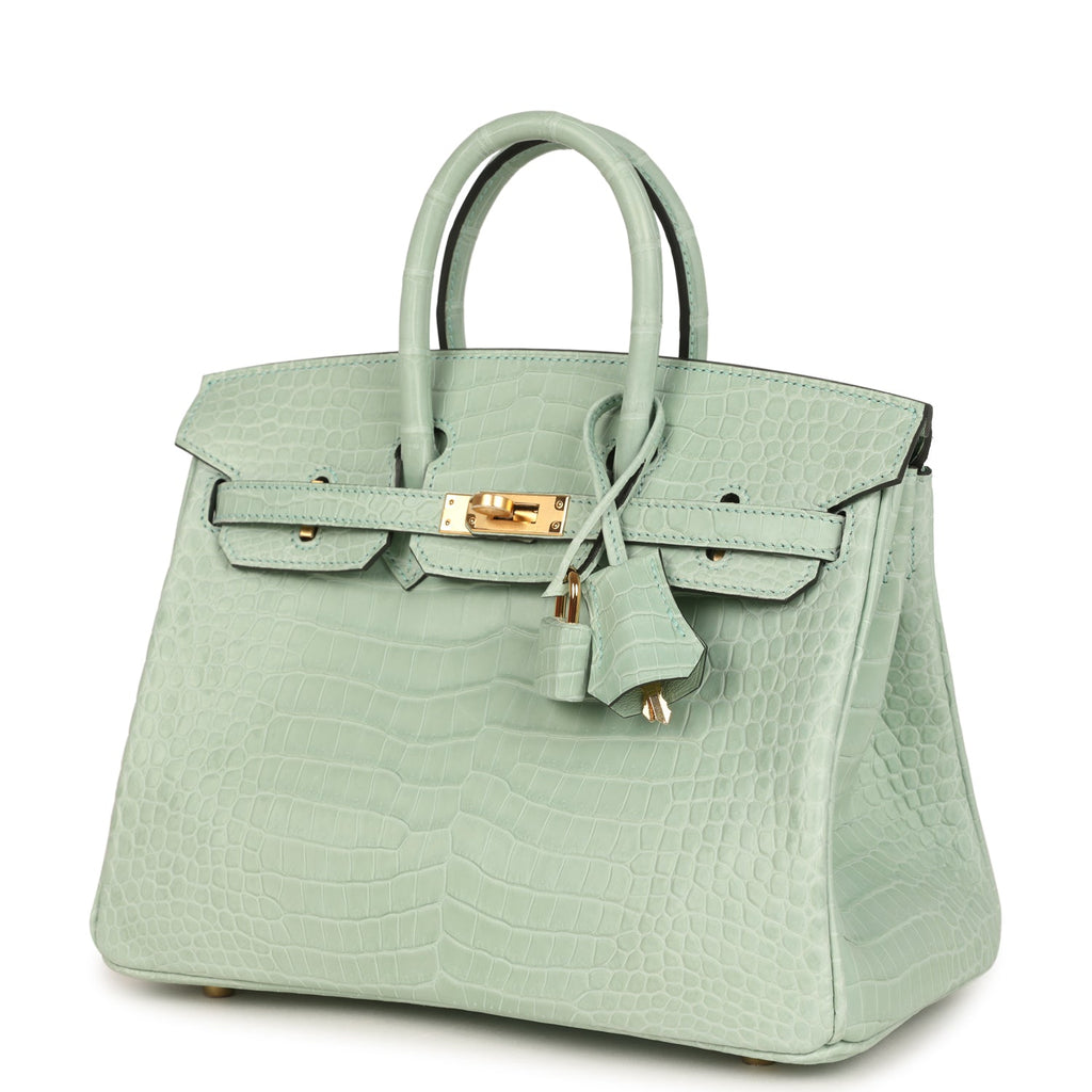 Birkin 25 Vert D'Eau Matte Porosus Crocodile Gold Hardware Bag