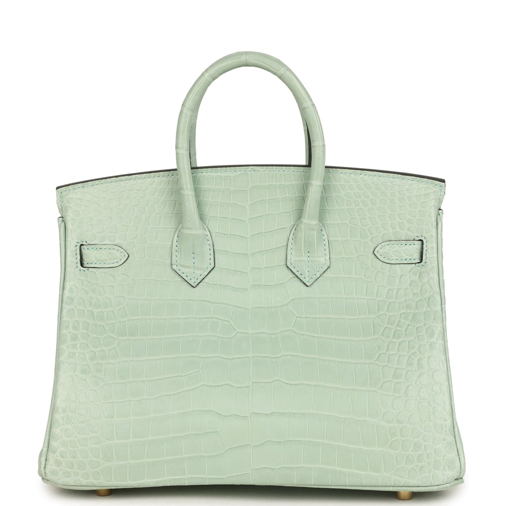 Birkin 25 Vert D'Eau Matte Porosus Crocodile Gold Hardware Bag