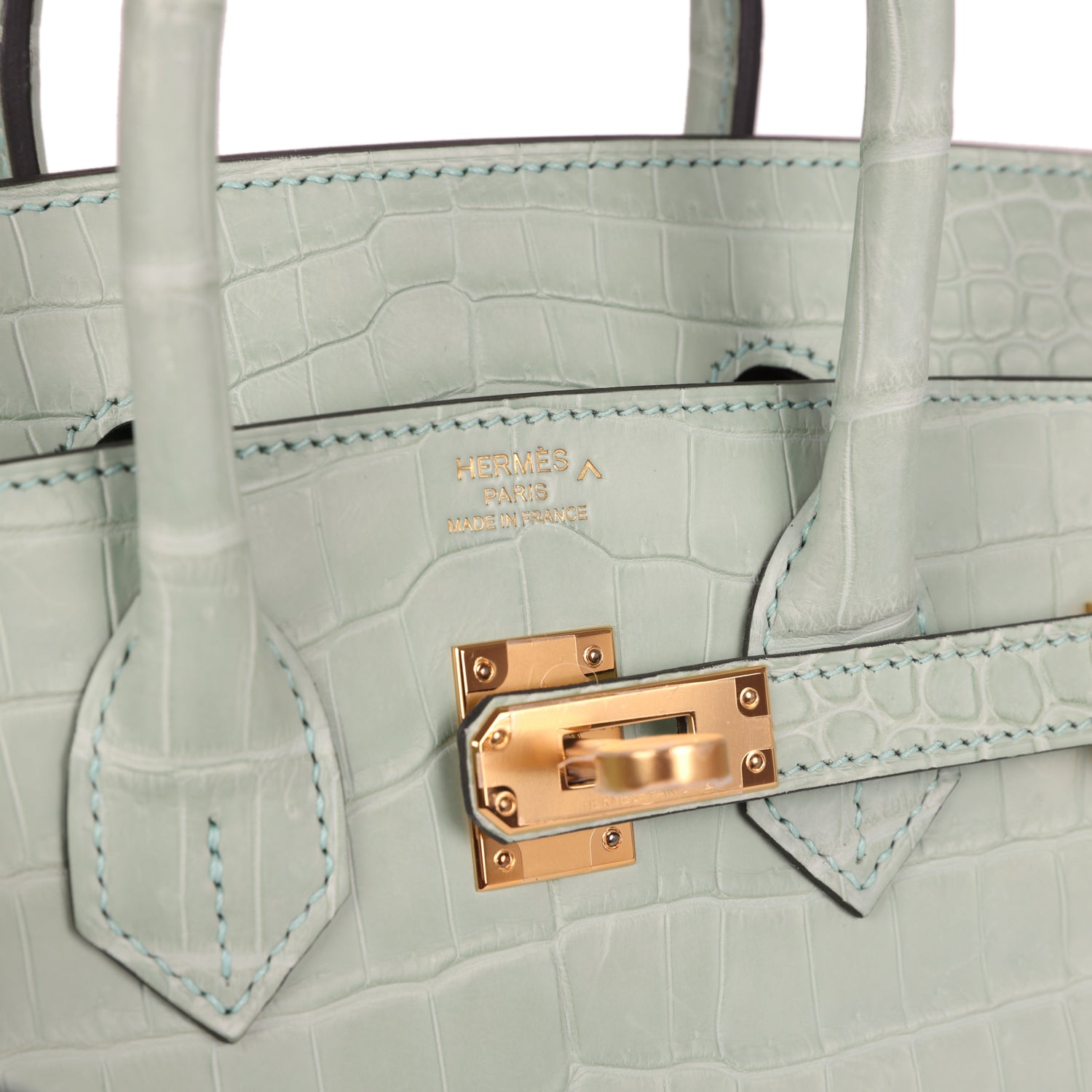 Birkin 25 Vert D'Eau Matte Porosus Crocodile Gold Hardware Bag