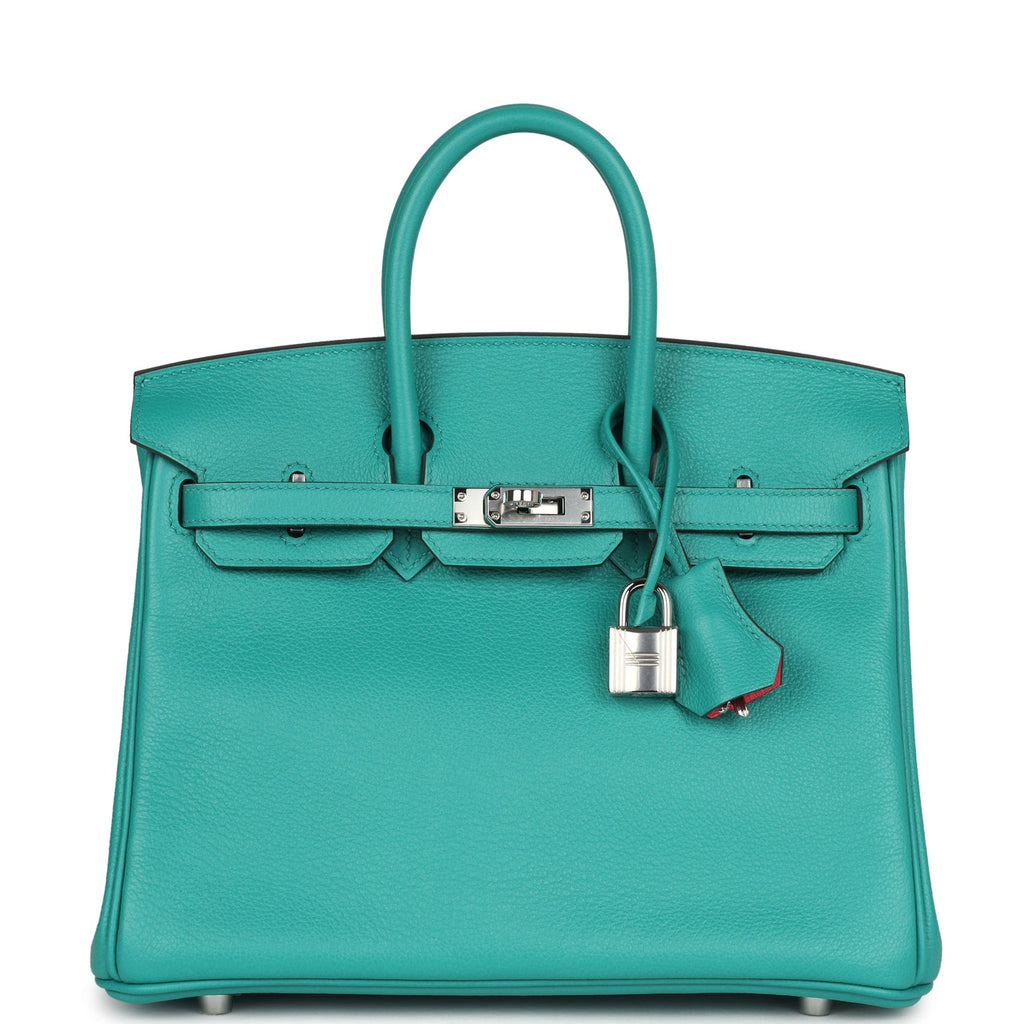 Birkin 25 Vert Verone Verso Novillo Palladium Hardware Bag