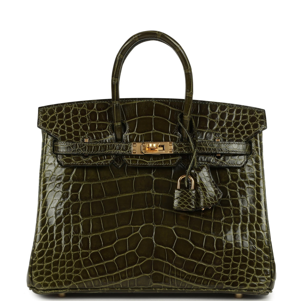 Birkin 25 Vert Veronese Shiny Alligator Gold Hardware Bag