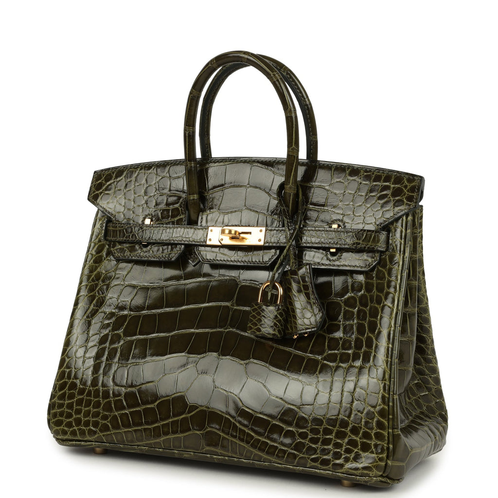 Birkin 25 Vert Veronese Shiny Alligator Gold Hardware Bag