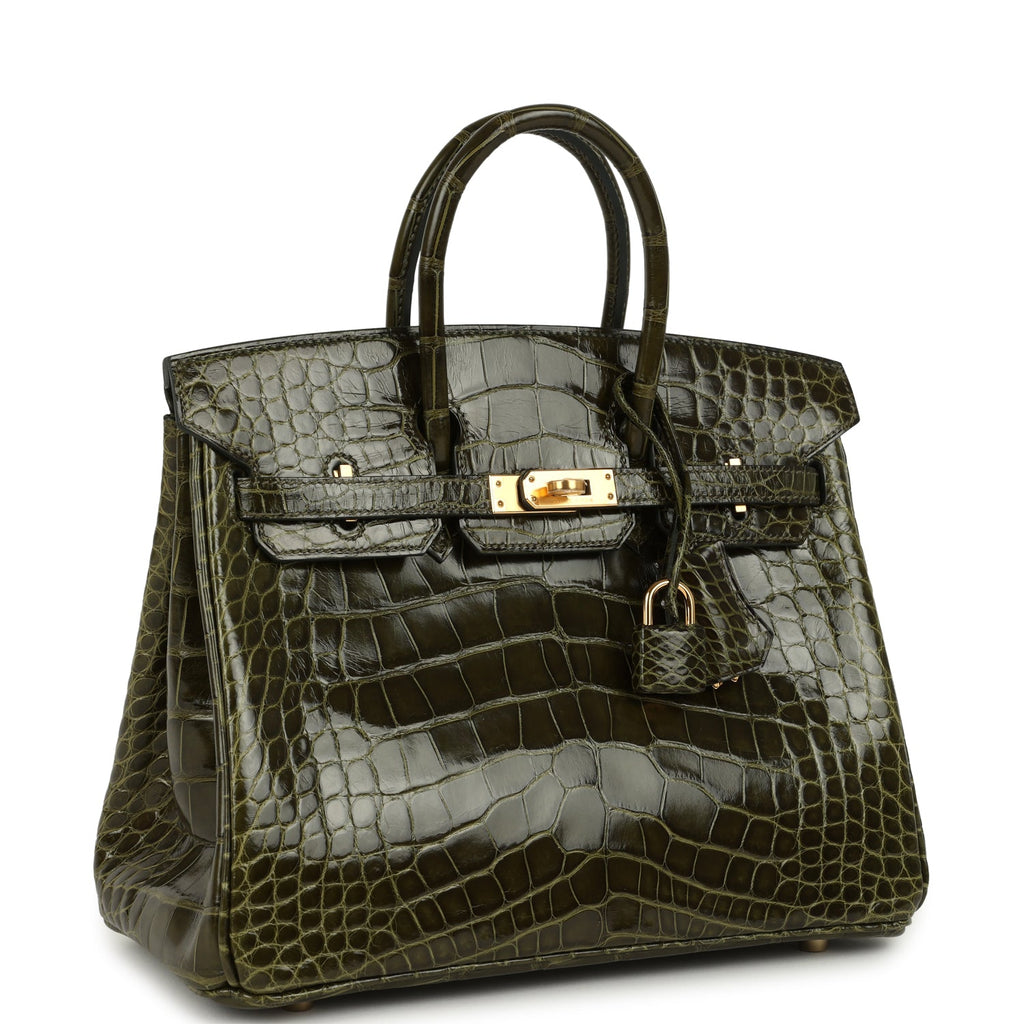 Birkin 25 Vert Veronese Shiny Alligator Gold Hardware Bag