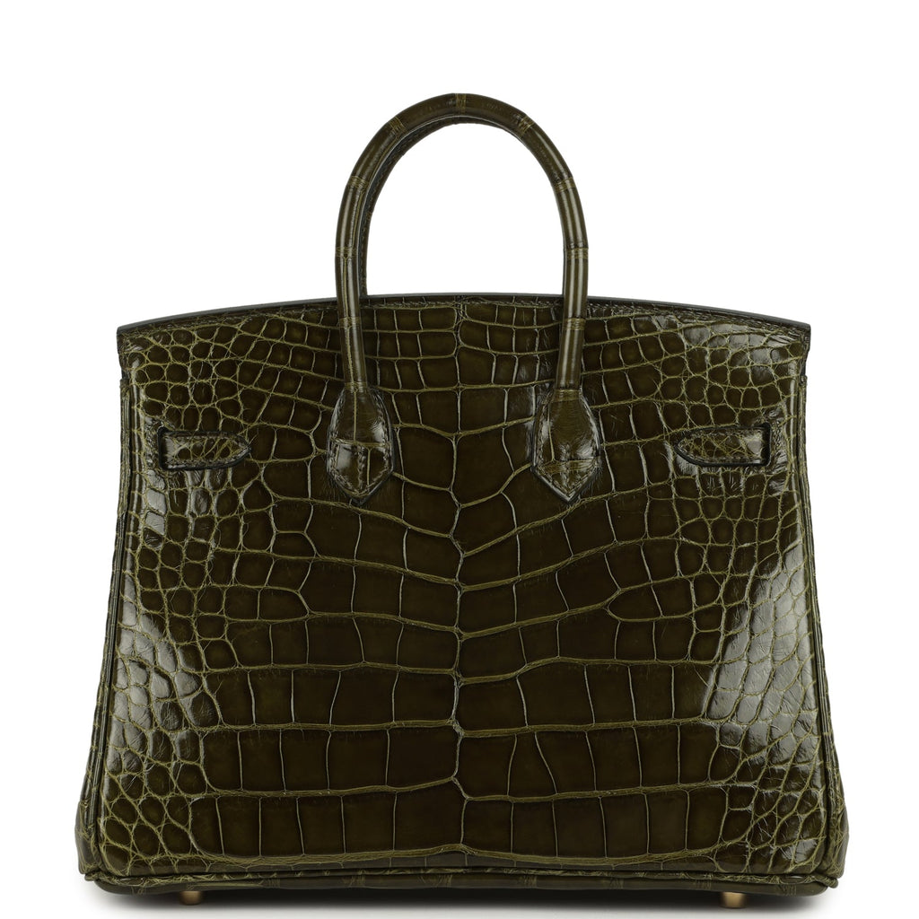 Birkin 25 Vert Veronese Shiny Alligator Gold Hardware Bag