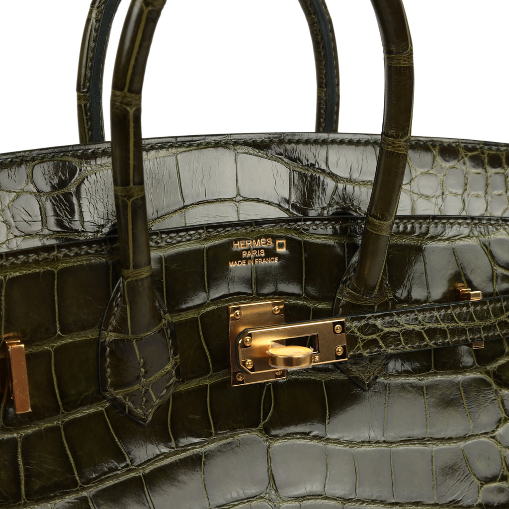 Birkin 25 Vert Veronese Shiny Alligator Gold Hardware Bag