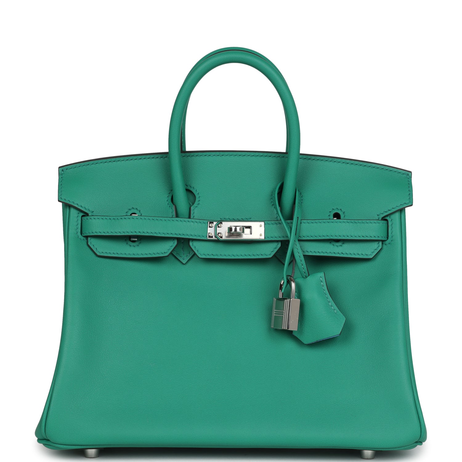 Birkin 25 Vert Vertigo Verso Swift Palladium Hardware Bag