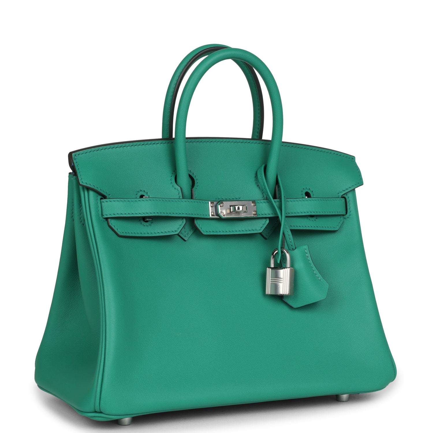 Birkin 25 Vert Vertigo Verso Swift Palladium Hardware Bag