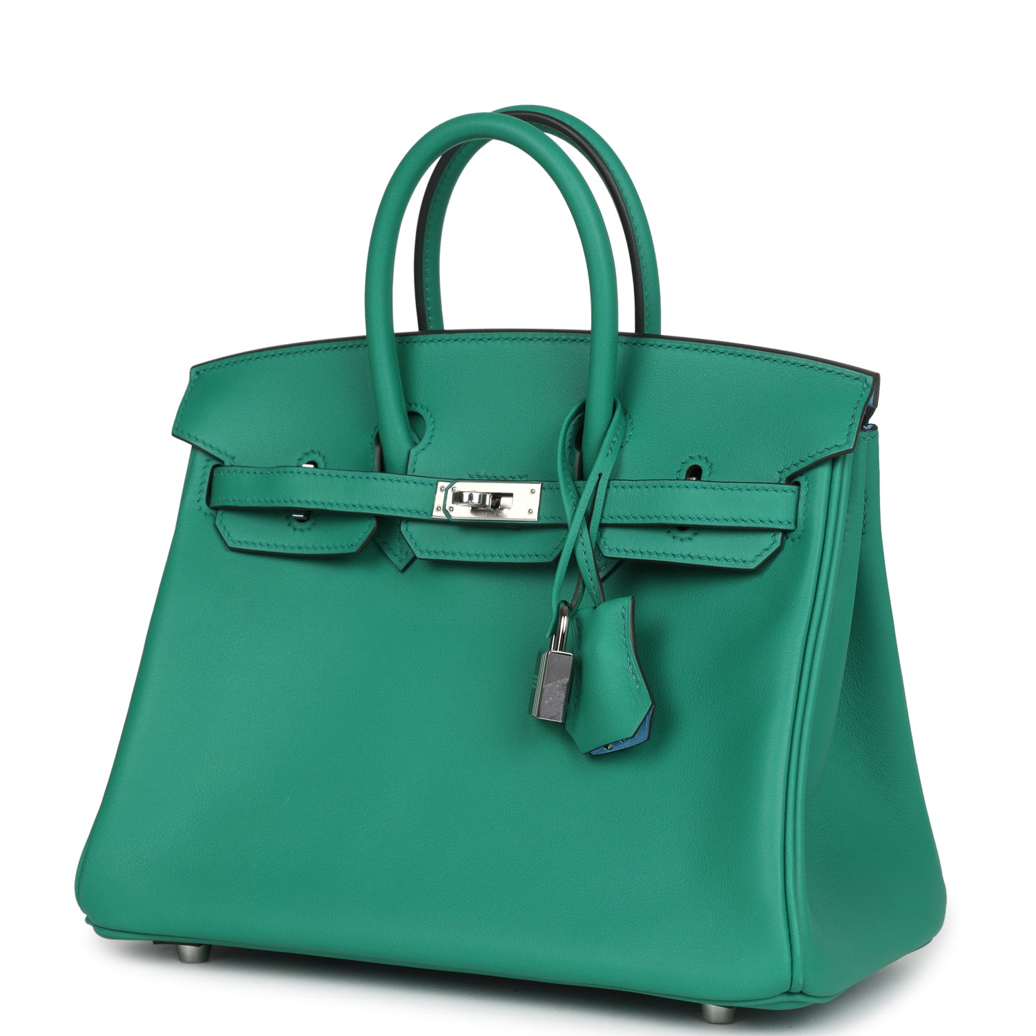 Birkin 25 Vert Vertigo Verso Swift Palladium Hardware Bag