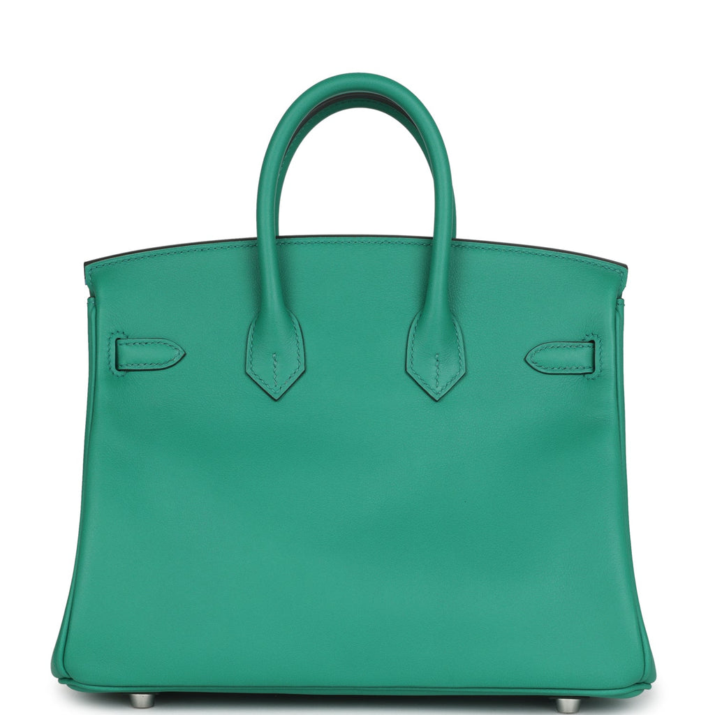 Birkin 25 Vert Vertigo Verso Swift Palladium Hardware Bag