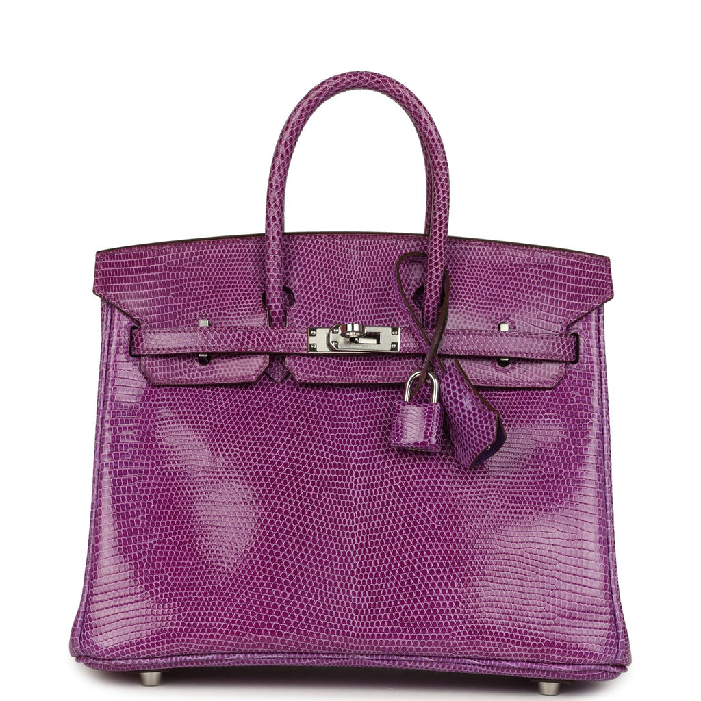 Birkin 25 Violet Varanus Niloticus Lizard Palladium Hardware Bag