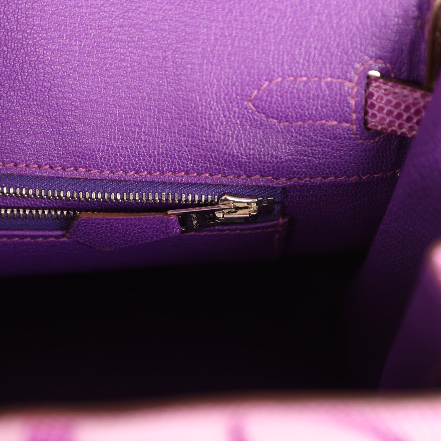Birkin 25 Violet Varanus Niloticus Lizard Palladium Hardware Bag