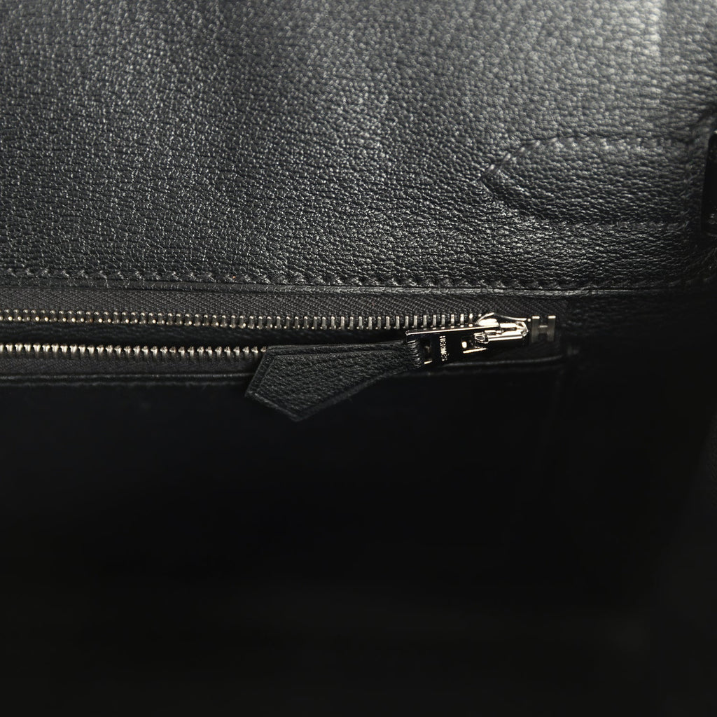 Birkin 30 Black Shiny Crocodile Niloticus Palladium Hardware Bag