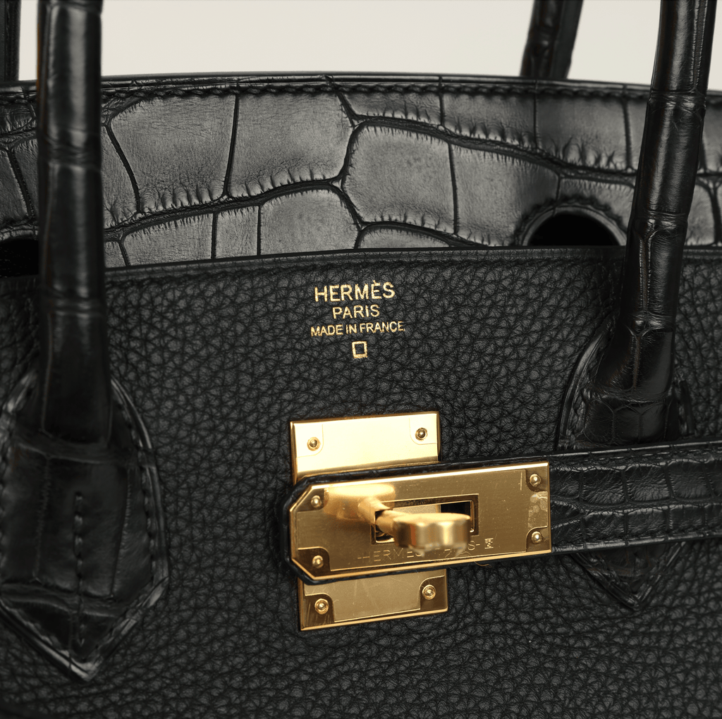 Birkin 30 Black Togo and Matte Alligator Touch Gold Hardware Bag
