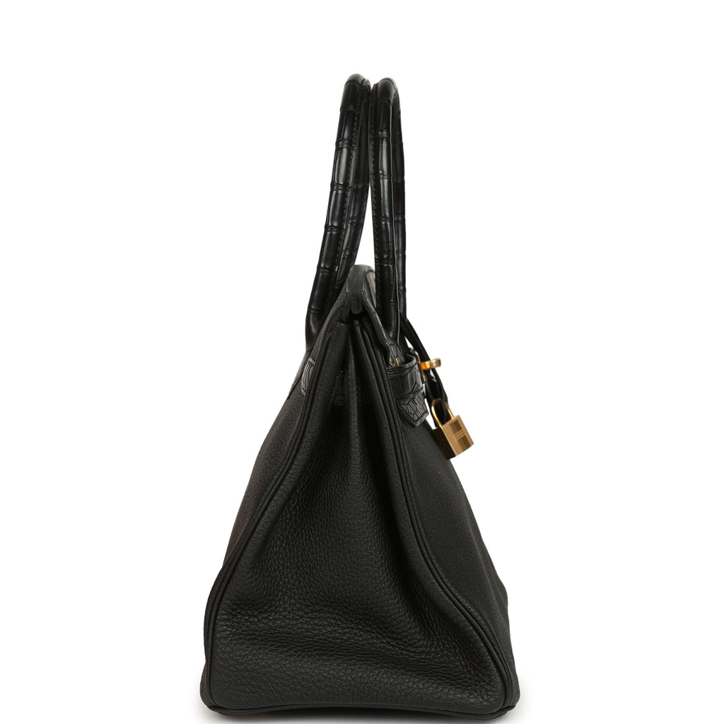 Birkin 30 Black Togo and Matte Alligator Touch Gold Hardware Bag