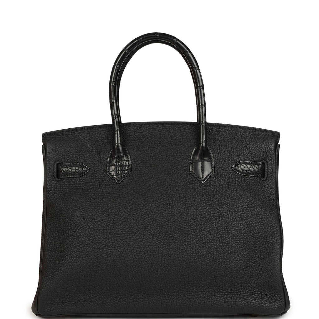 Birkin 30 Black Togo and Matte Alligator Touch Gold Hardware Bag