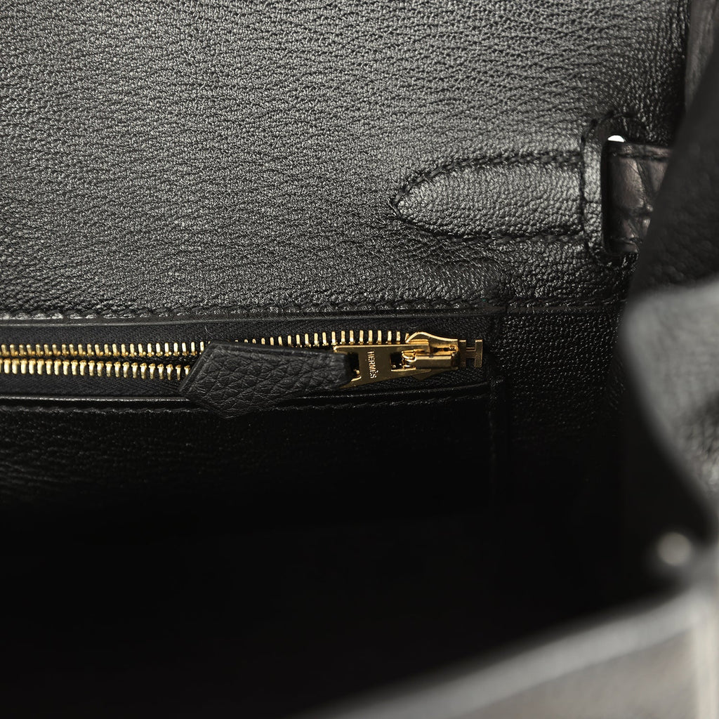 Birkin 30 Black Togo and Matte Alligator Touch Gold Hardware Bag