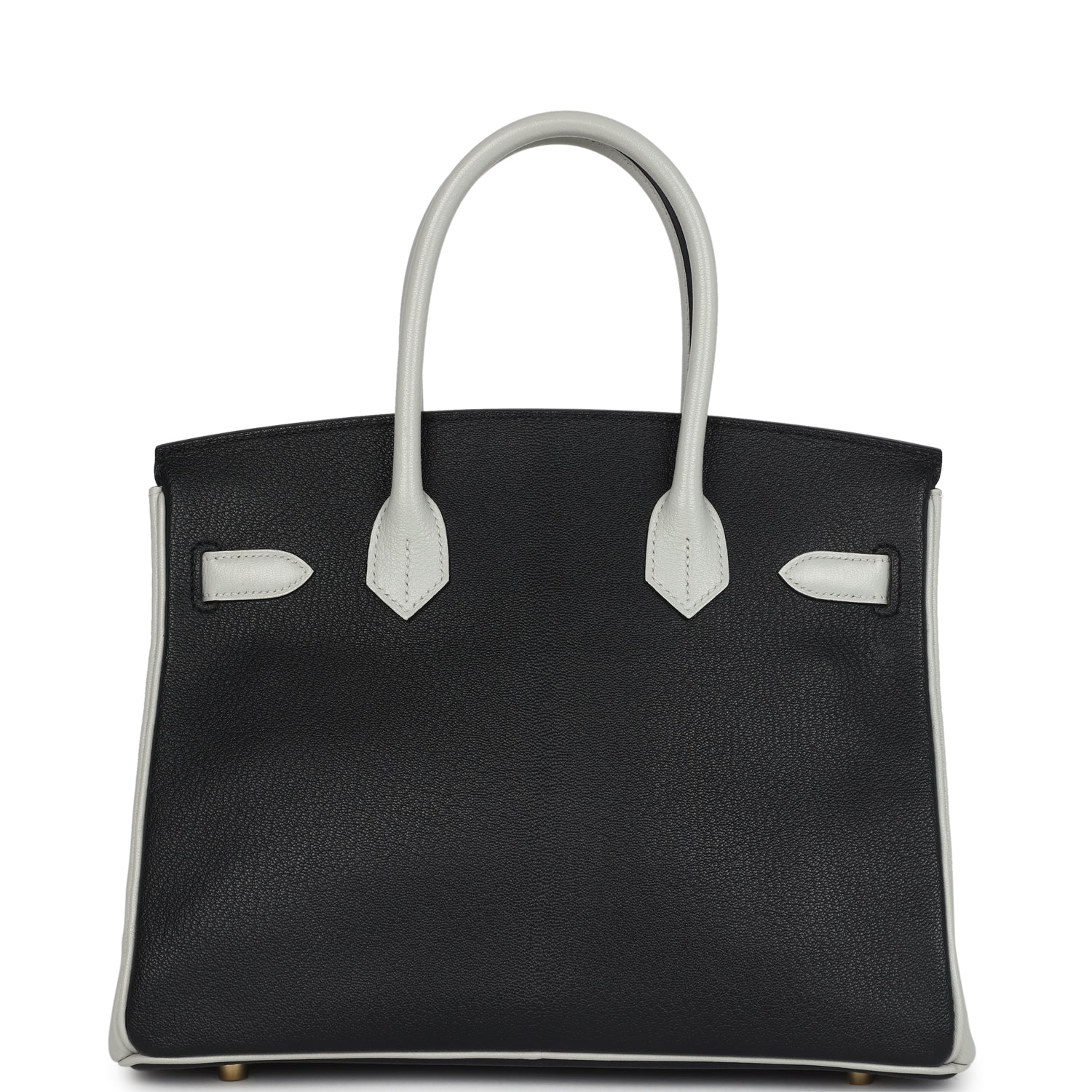 Birkin 30 Black and Gris Perle Chevre Mysore Brushed Gold Hardware Bag