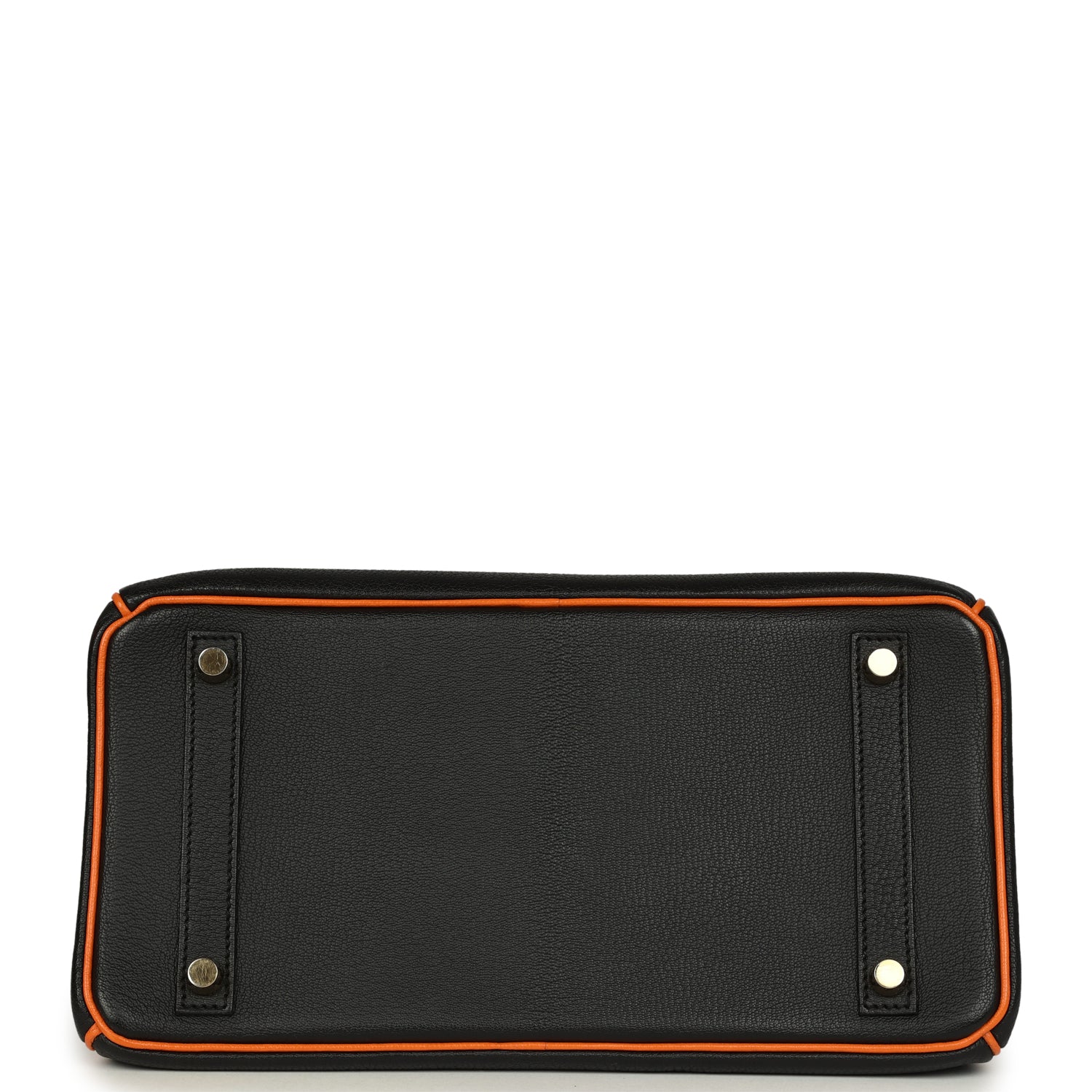 Birkin 30 Black and Orange Chevre Brushed Gold Hardware Bag