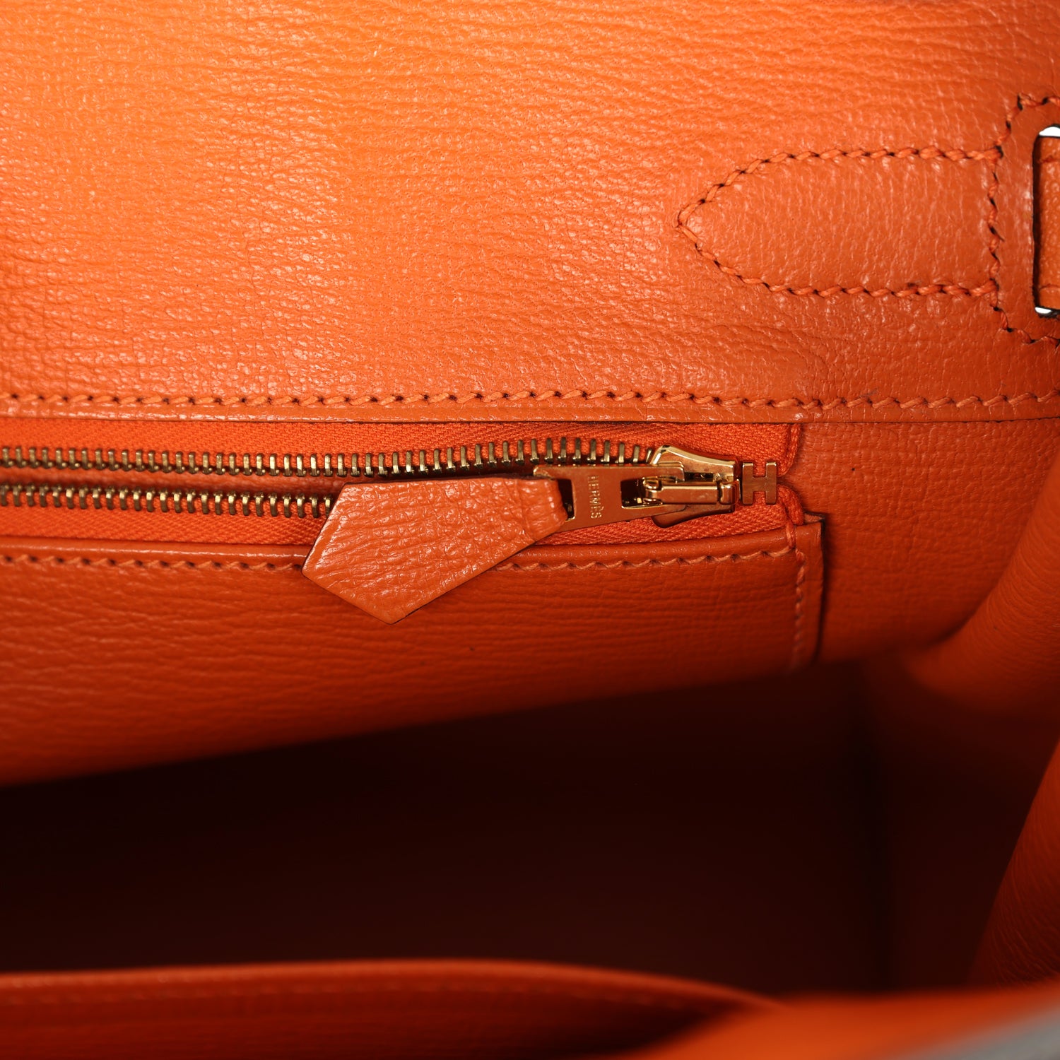 Birkin 30 Black and Orange Chevre Brushed Gold Hardware Bag