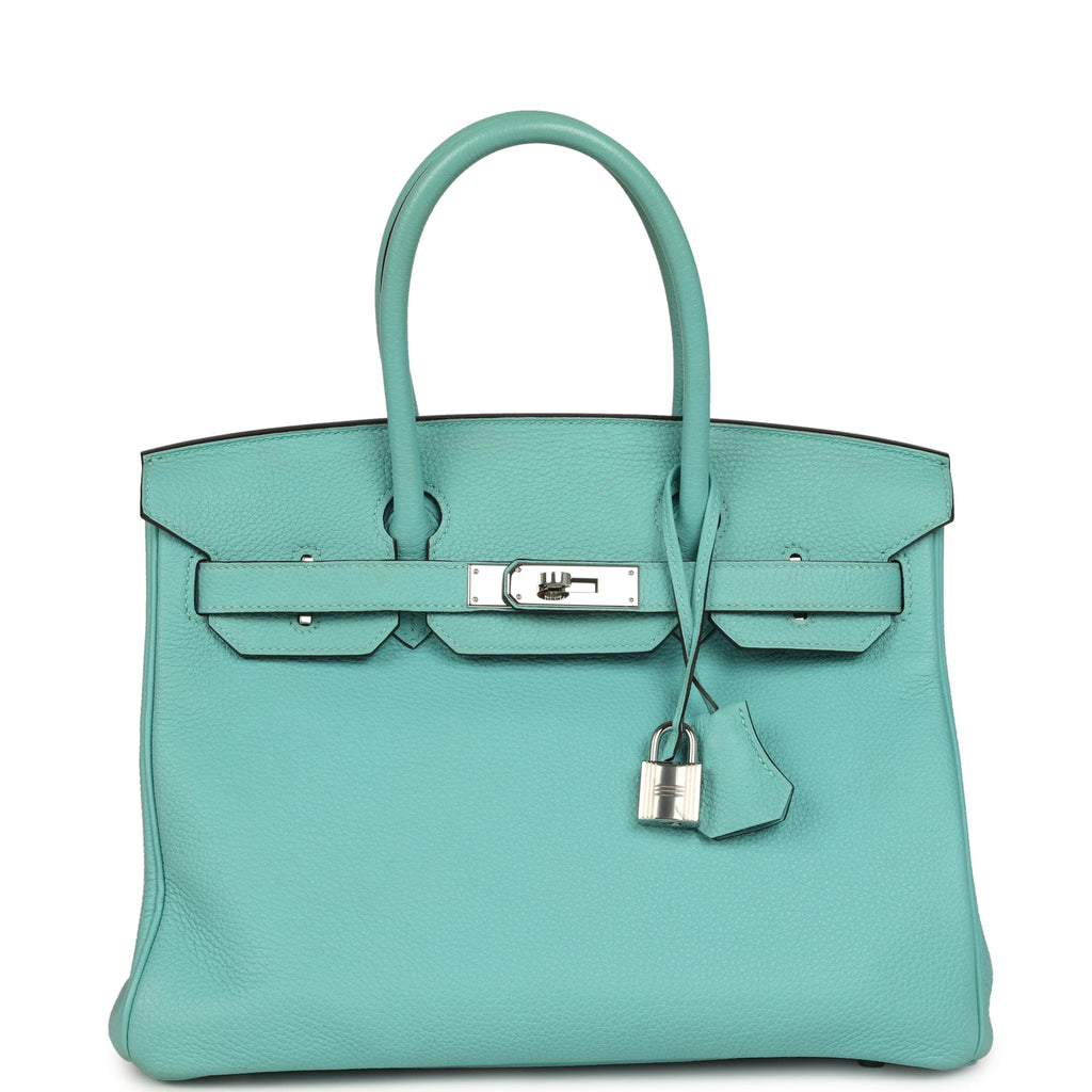 Birkin 30 Bleu Atoll Togo Palladium Hardware Bag
