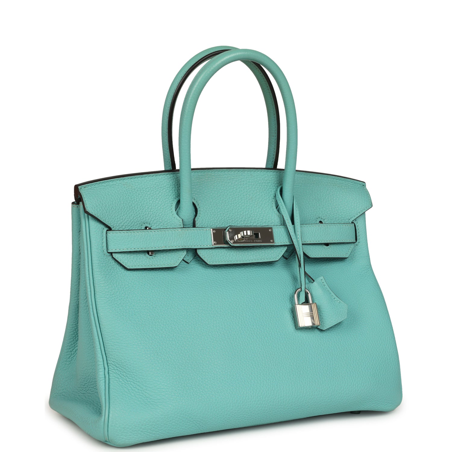 Birkin 30 Bleu Atoll Togo Palladium Hardware Bag