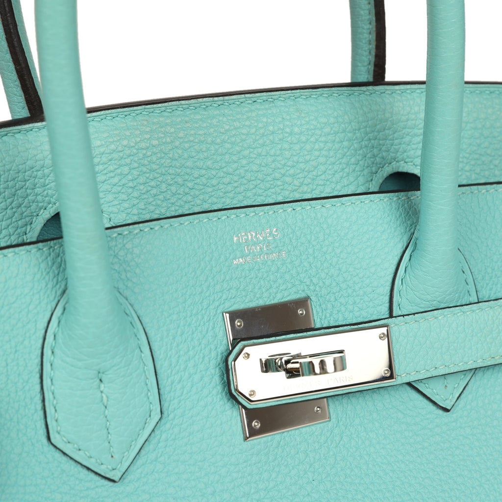 Birkin 30 Bleu Atoll Togo Palladium Hardware Bag