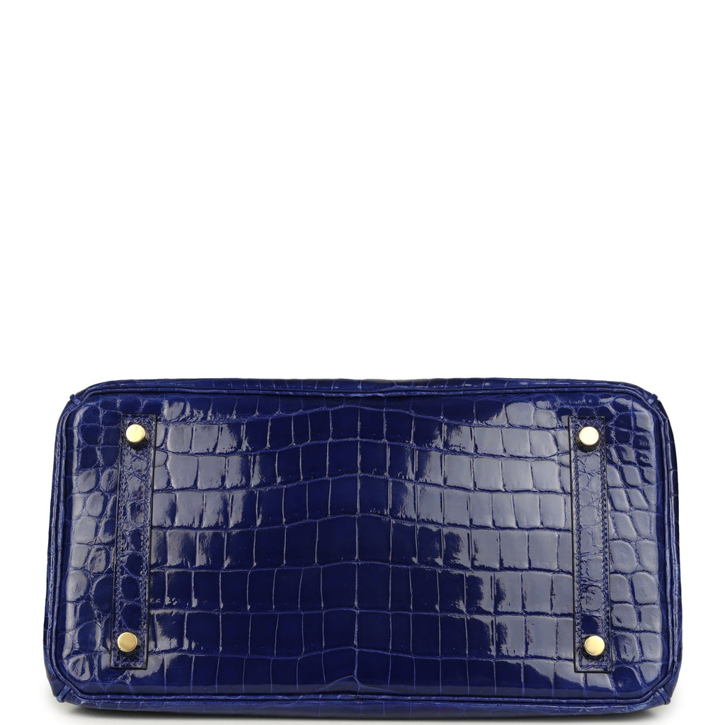 Birkin 30 Bleu Electric Shiny Niloticus Crocodile Gold Hardware Bag