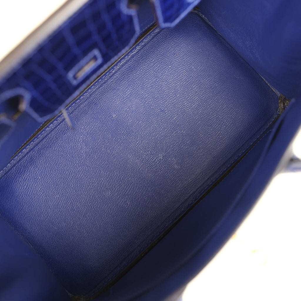 Birkin 30 Bleu Electric Shiny Niloticus Crocodile Gold Hardware Bag