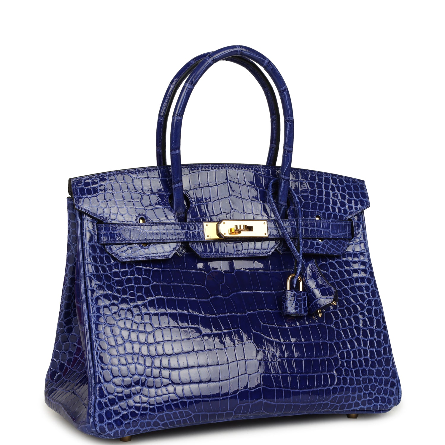 Birkin 30 Bleu Electric Shiny Porosus Crocodile Gold Hardware Bag