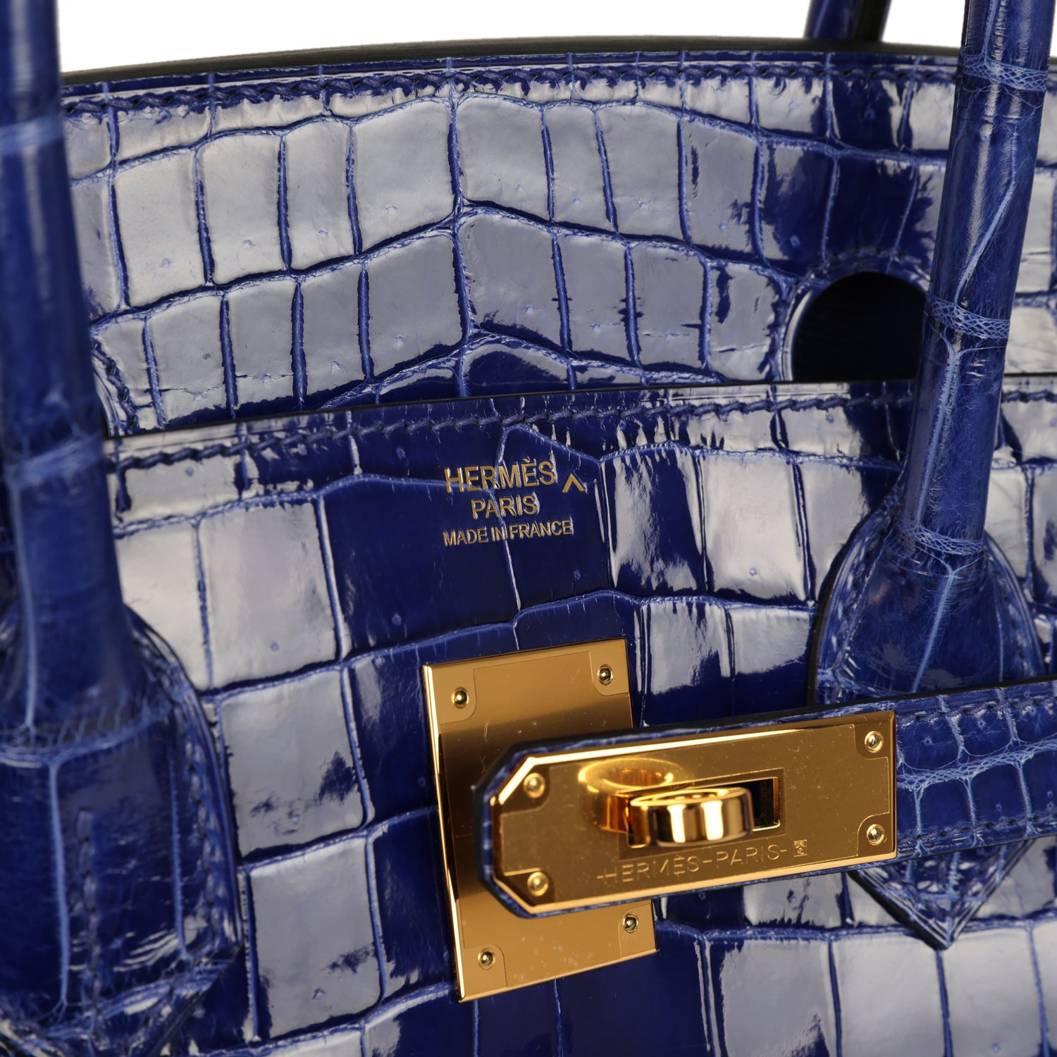 Birkin 30 Bleu Electric Shiny Porosus Crocodile Gold Hardware Bag