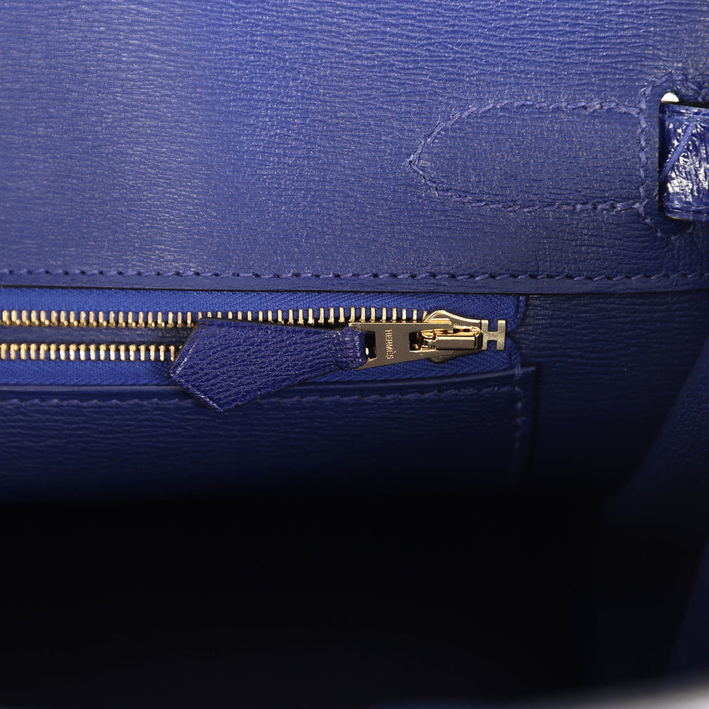 Birkin 30 Bleu Electric Shiny Porosus Crocodile Gold Hardware Bag