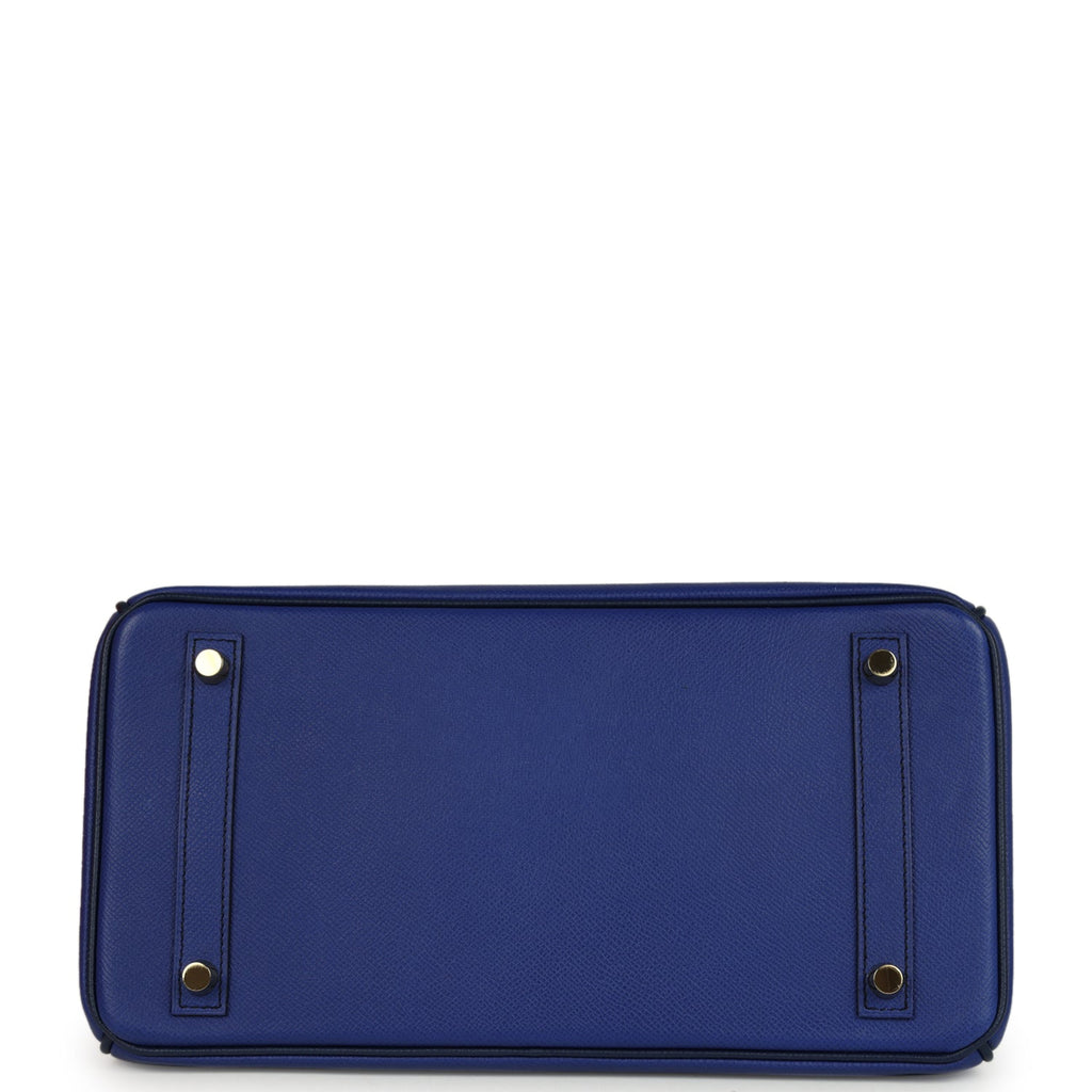 Birkin 30 Bleu Electric and Bleu Saphir Epsom Brushed Gold Hardware Bag