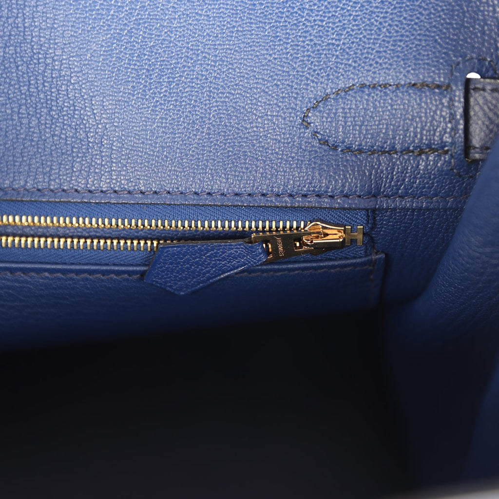 Birkin 30 Bleu Electric and Bleu Saphir Epsom Brushed Gold Hardware Bag