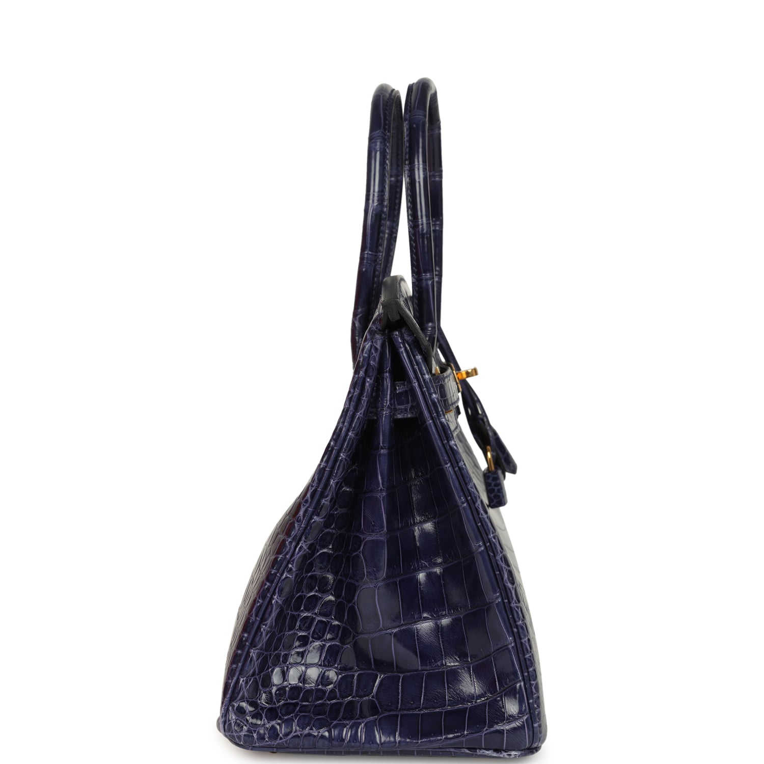 Birkin 30 Bleu Encre Shiny Porosus Crocodile Gold Hardware Bag