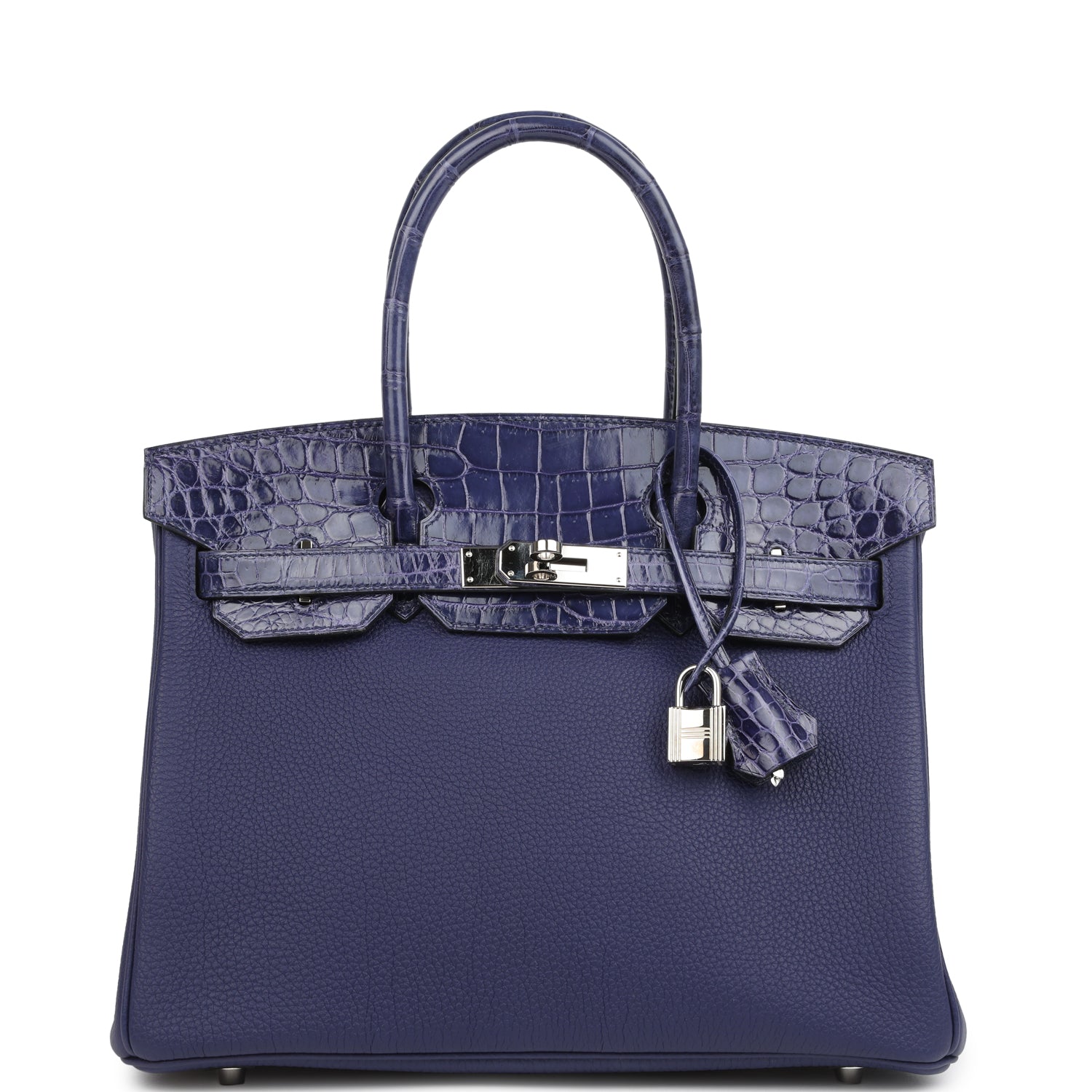 Birkin 30 Bleu Encre Togo and Shiny Niloticus Crocodile Touch Palladium Hardware Bag