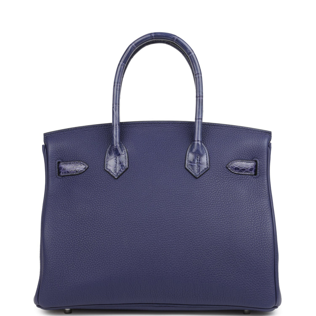 Birkin 30 Bleu Encre Togo and Shiny Niloticus Crocodile Touch Palladium Hardware Bag