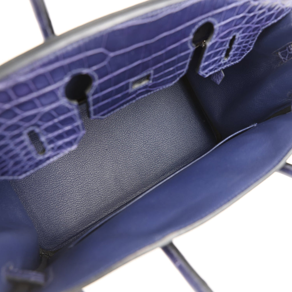 Birkin 30 Bleu Encre Togo and Shiny Niloticus Crocodile Touch Palladium Hardware Bag